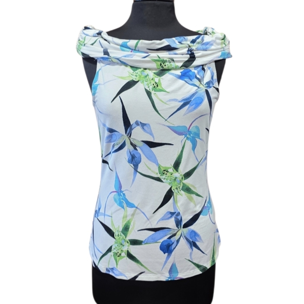 Inc International Concepts Blue And Green Floral Tank Top Soft Stretchy Vacation